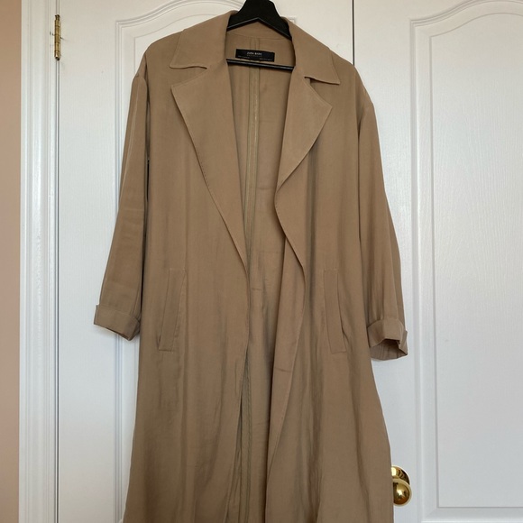 ZARA - Tan Flowy Trench Coat In Size XS - Picture 4 of 8
